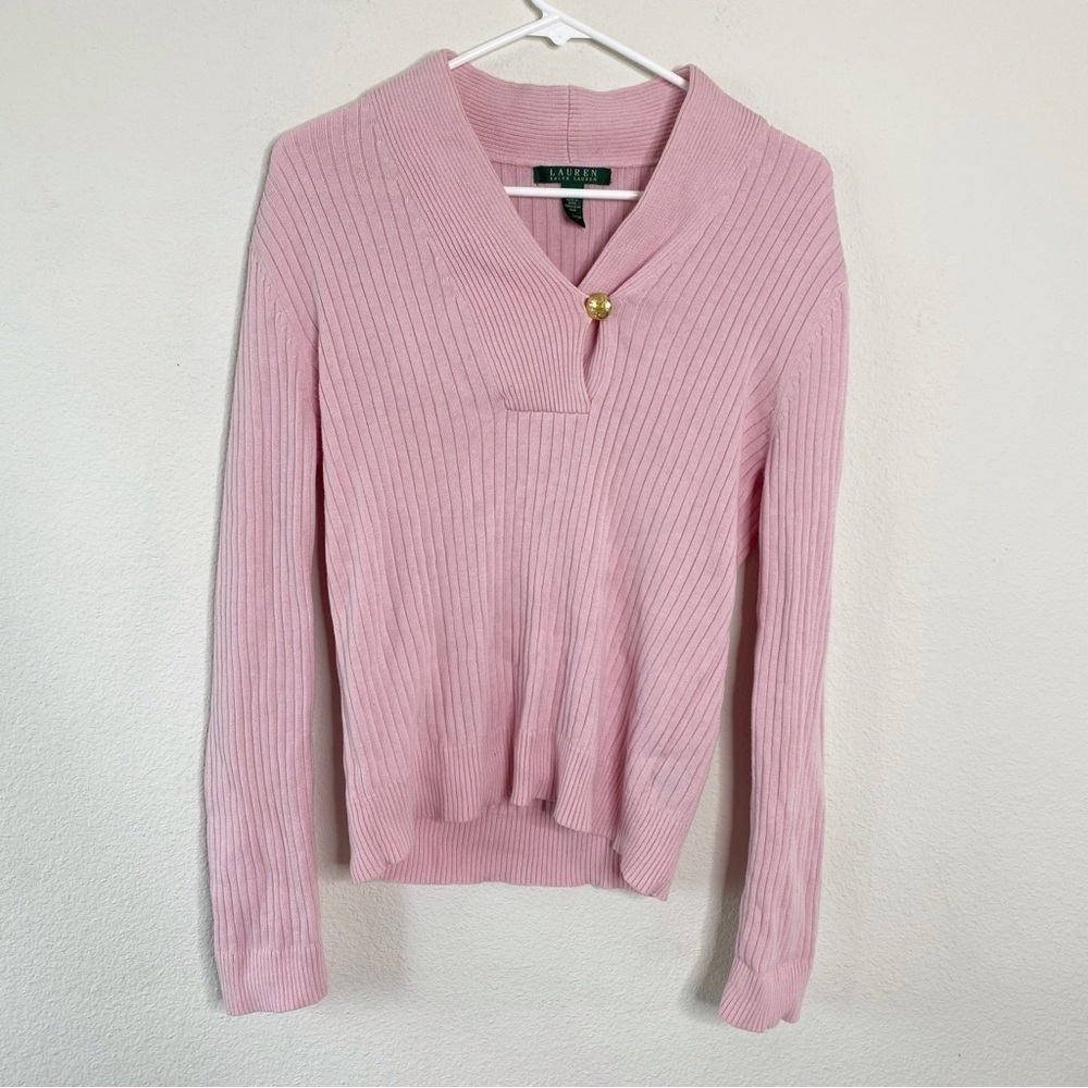 Lauren Ralph Lauren vintage pink button long sleeve sweater medium